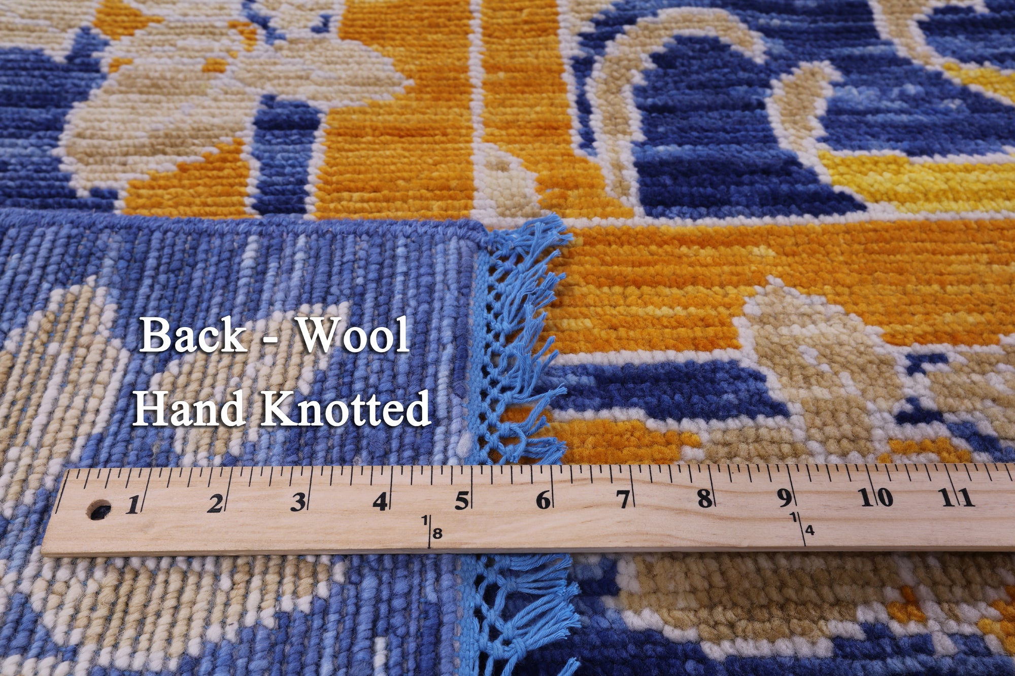 Blue Square William Morris Hand Knotted Wool Rug - 9' 11" X 10' 1" - Golden Nile
