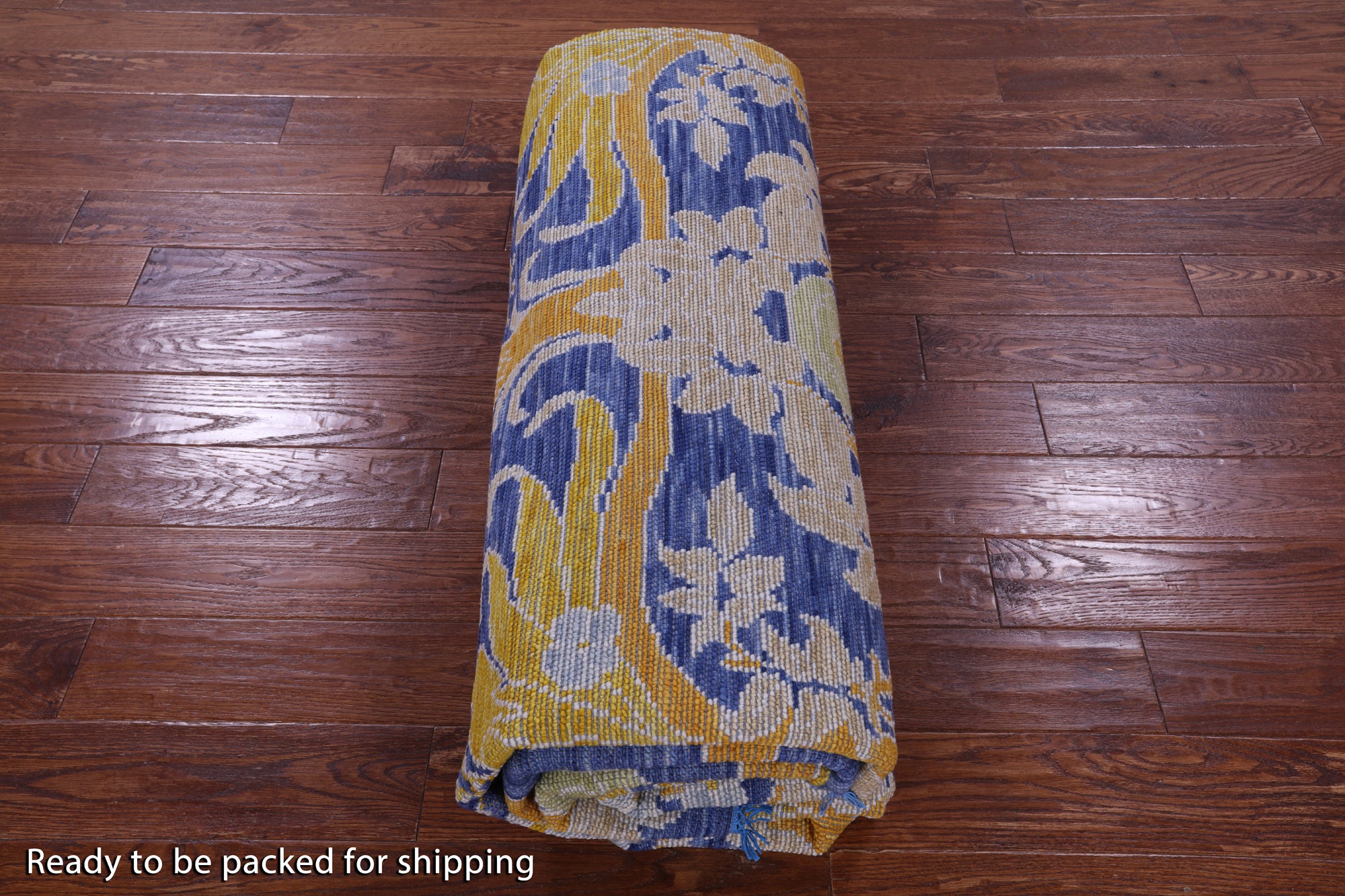 Blue Square William Morris Hand Knotted Wool Rug - 9' 11" X 10' 1" - Golden Nile