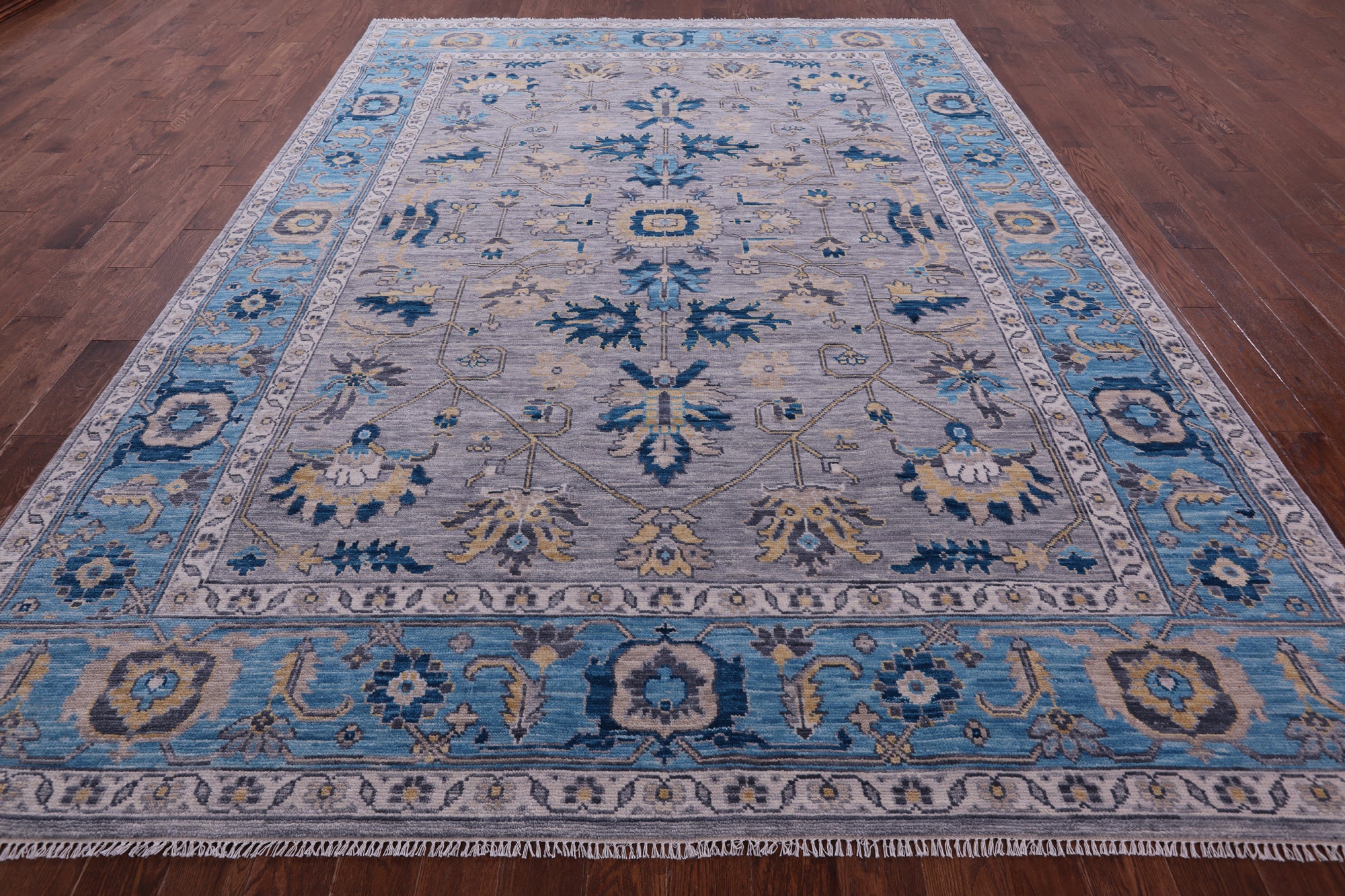 Grey Persian Fine Serapi Hand Knotted Wool Rug - 9' 0" X 12' 2" - Golden Nile