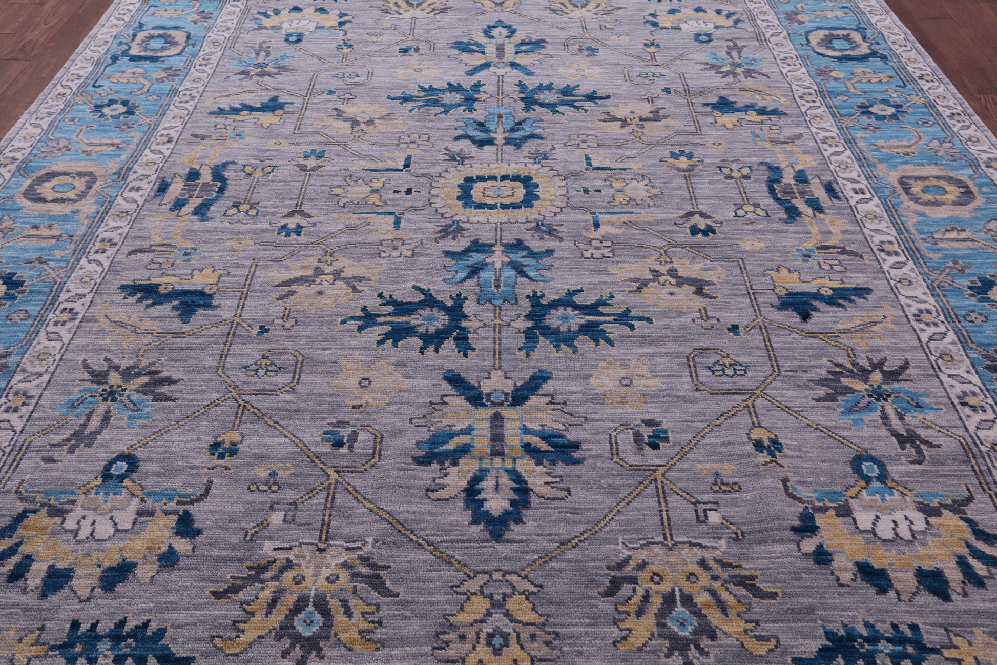 Grey Persian Fine Serapi Hand Knotted Wool Rug - 9' 0" X 12' 2" - Golden Nile