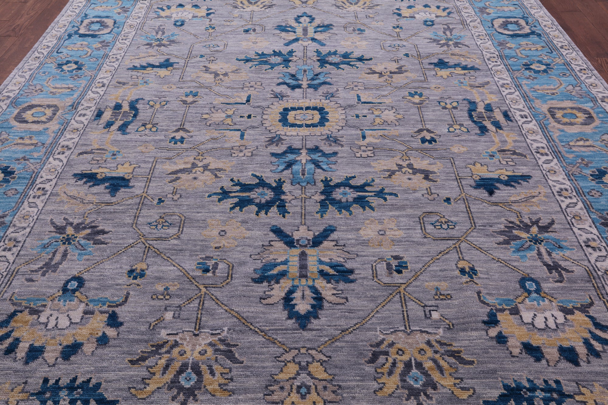 Grey Persian Fine Serapi Hand Knotted Wool Rug - 9' 0" X 12' 2" - Golden Nile