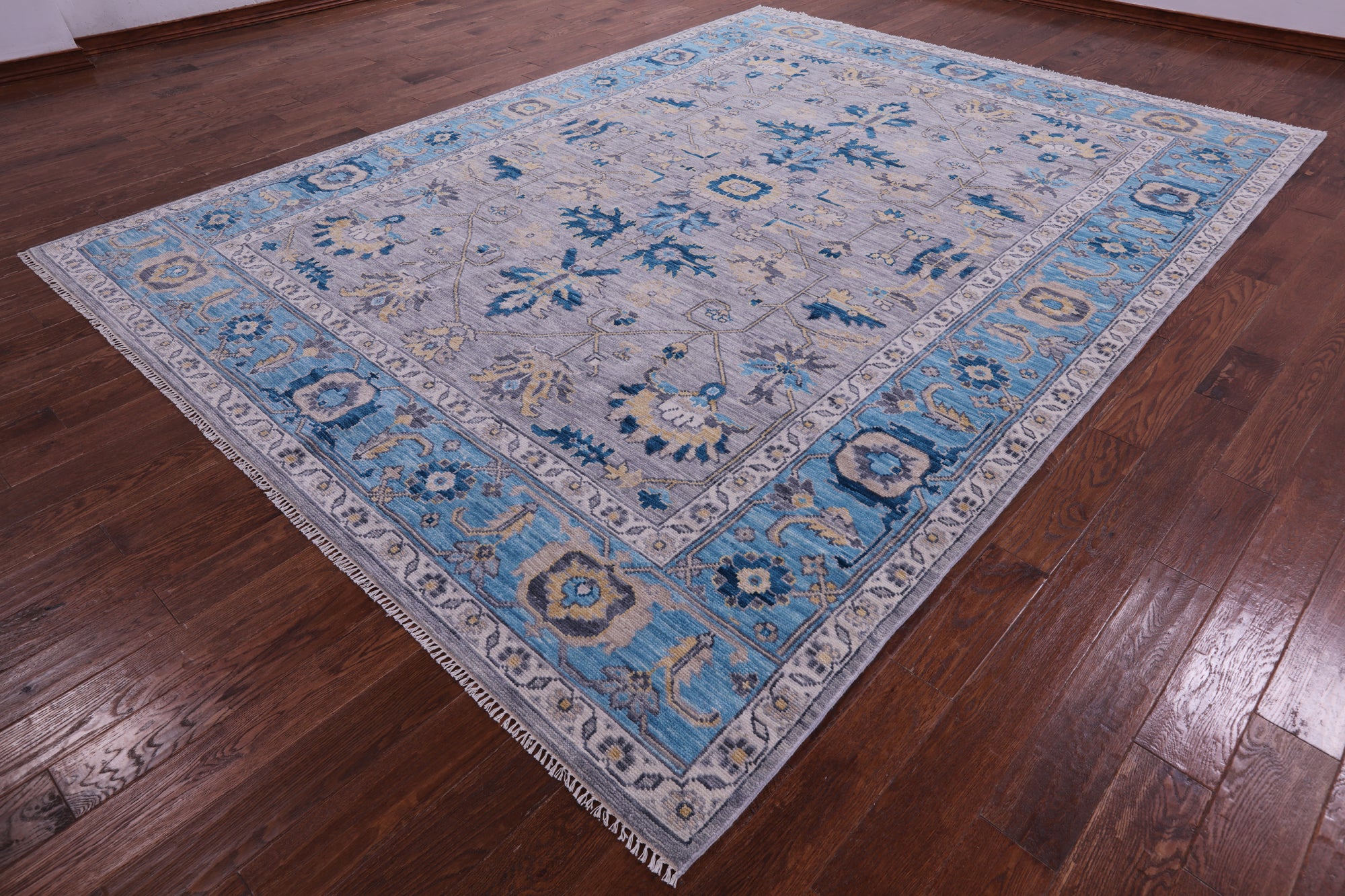 Grey Persian Fine Serapi Hand Knotted Wool Rug - 9' 0" X 12' 2" - Golden Nile