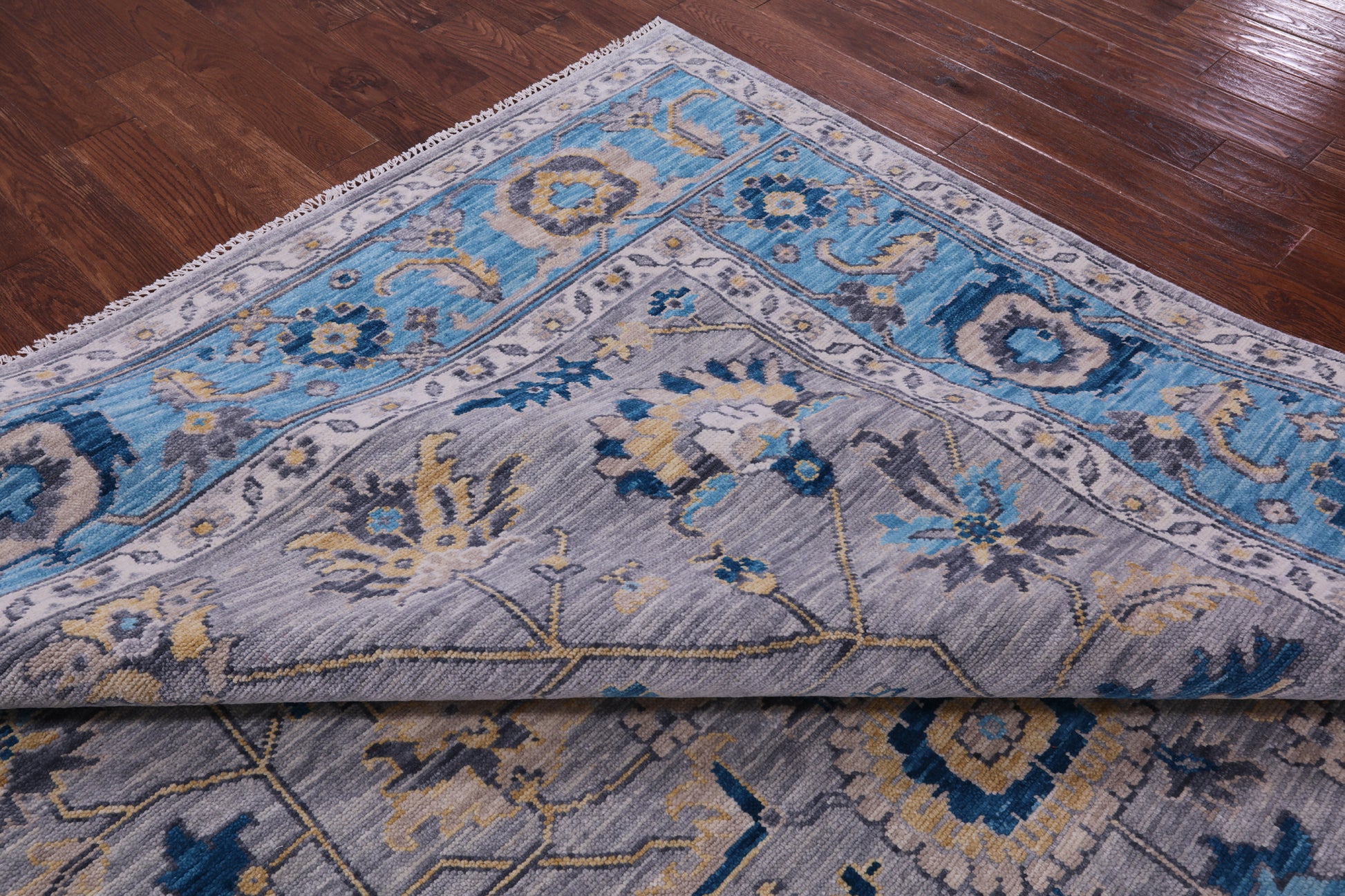 Grey Persian Fine Serapi Hand Knotted Wool Rug - 9' 0" X 12' 2" - Golden Nile