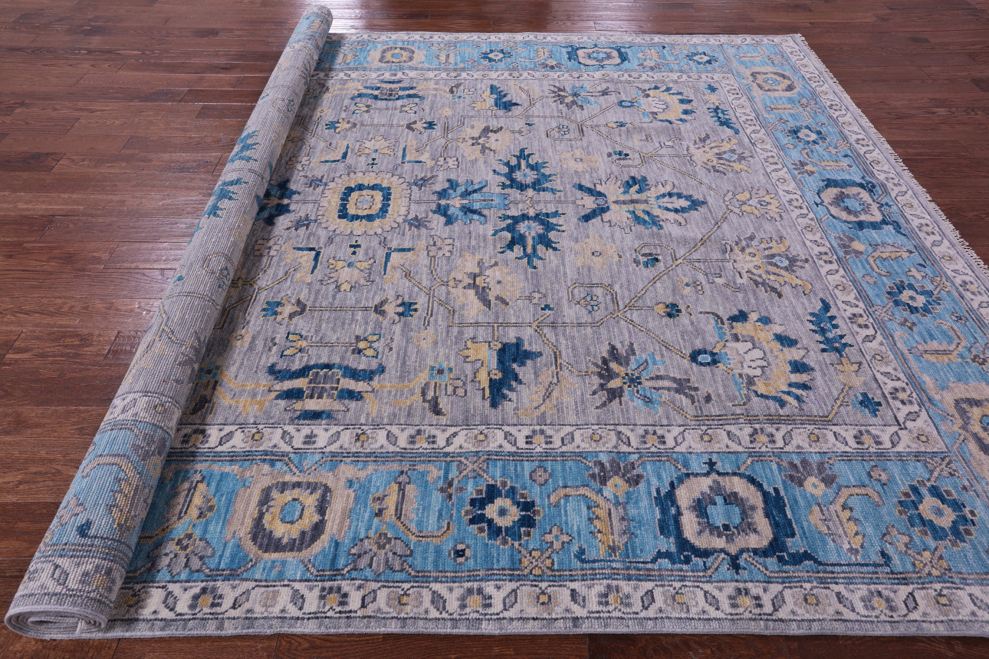 Grey Persian Fine Serapi Hand Knotted Wool Rug - 9' 0" X 12' 2" - Golden Nile