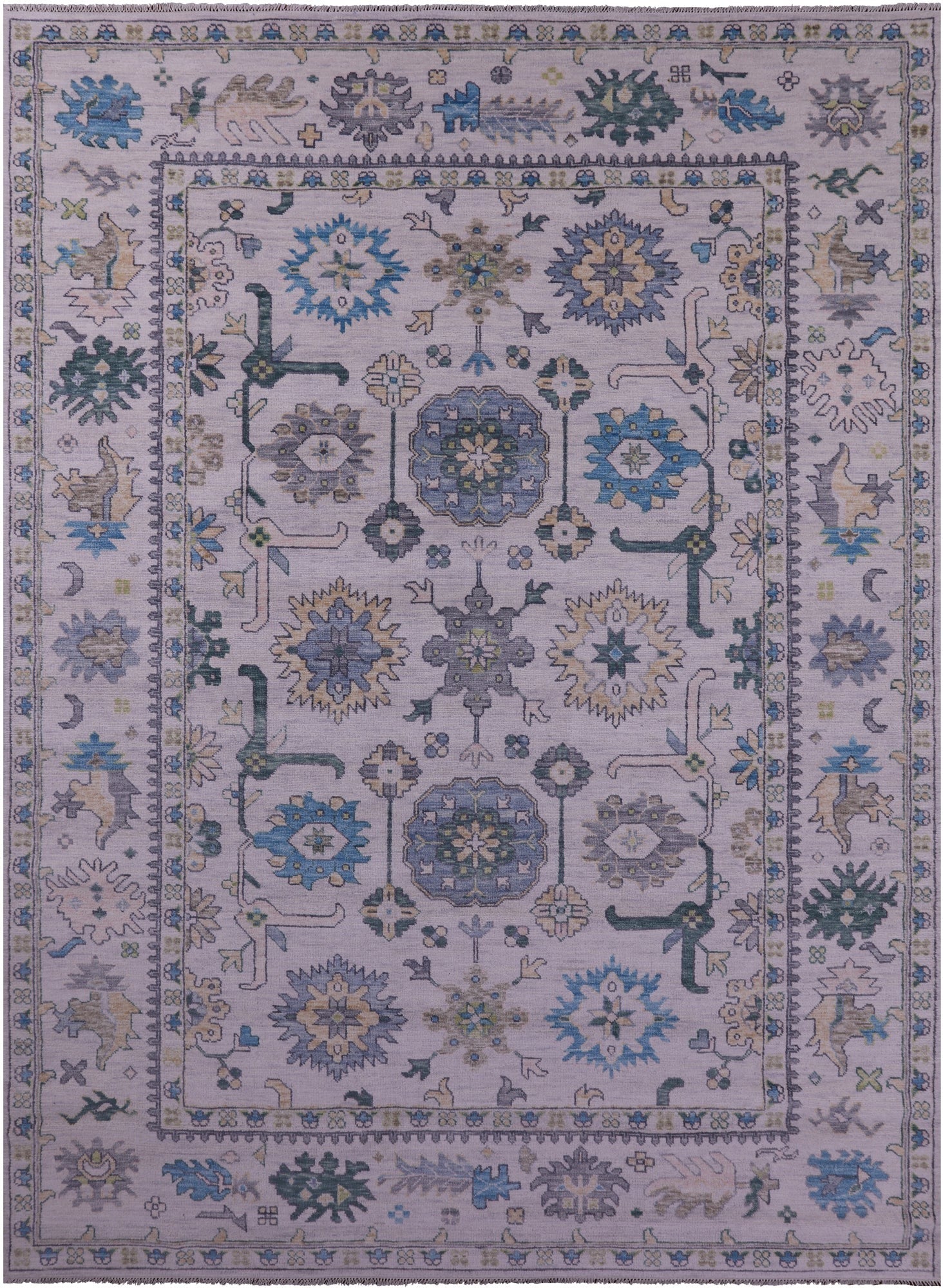 Grey Turkish Oushak Hand Knotted Wool Rug - 10' 2" X 14' 1" - Golden Nile