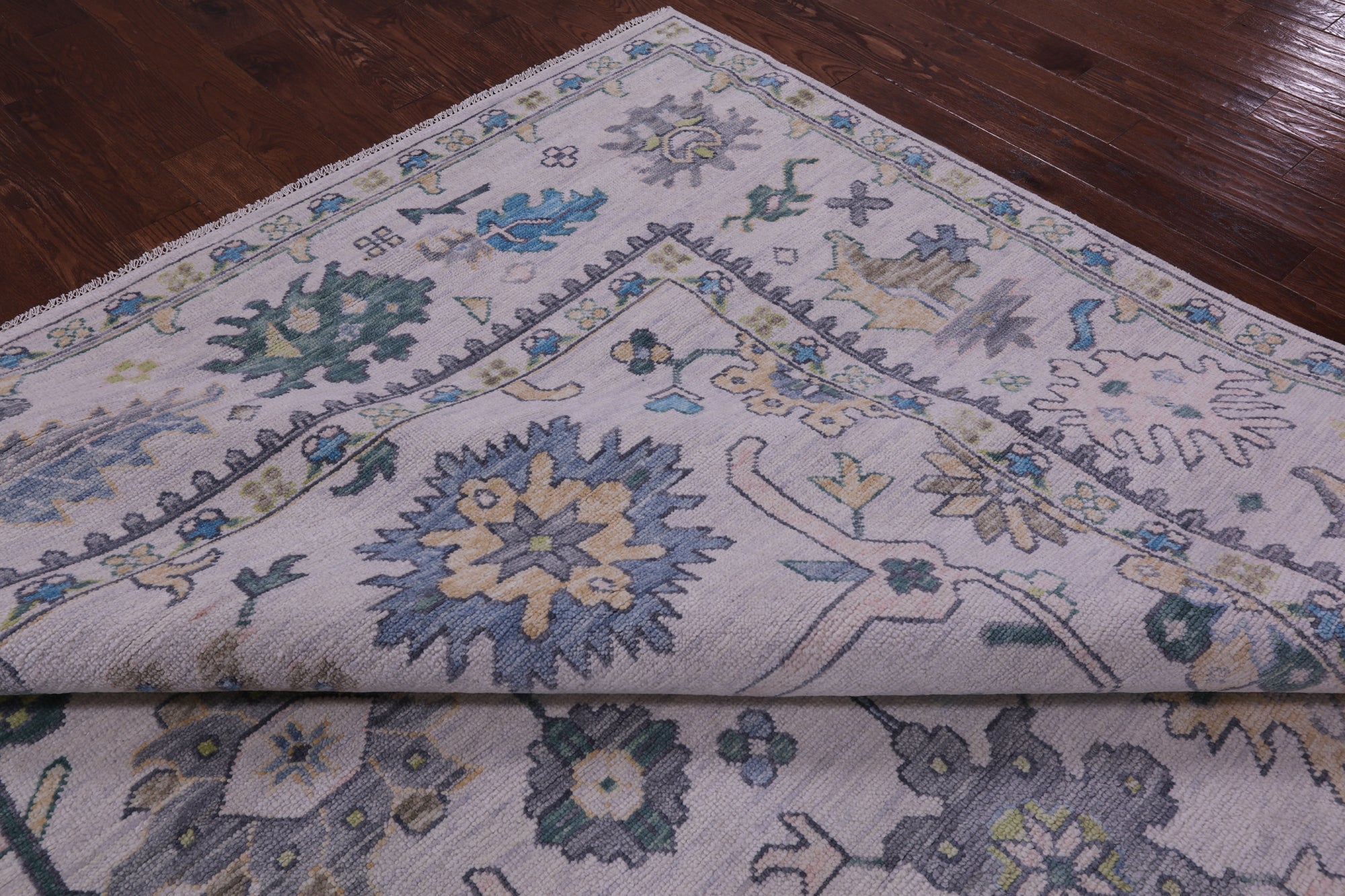 Grey Turkish Oushak Hand Knotted Wool Rug - 10' 2" X 14' 1" - Golden Nile