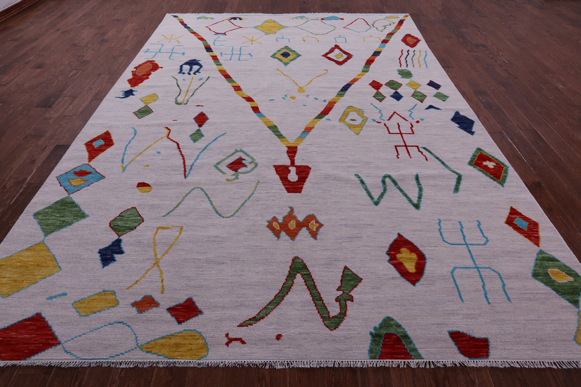 Grey Tribal Moroccan Hand Knotted Wool Rug - 9' 3" X 12' 3" - Golden Nile