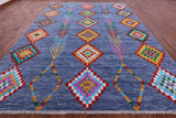 Blue Tribal Moroccan Handmade Wool Rug - 10' 1" X 13' 10" - Golden Nile