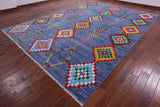 Blue Tribal Moroccan Handmade Wool Rug - 10' 1" X 13' 10" - Golden Nile