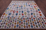 Ivory Tribal Moroccan Hand Knotted Wool Rug - 8' 1" X 10' 2" - Golden Nile