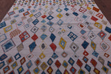 Ivory Tribal Moroccan Hand Knotted Wool Rug - 8' 1" X 10' 2" - Golden Nile
