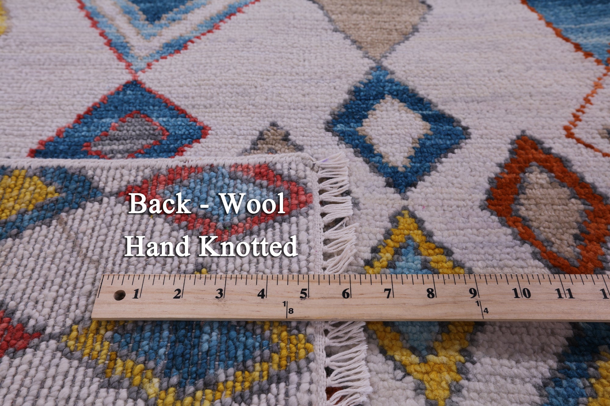 Ivory Tribal Moroccan Hand Knotted Wool Rug - 8' 1" X 10' 2" - Golden Nile