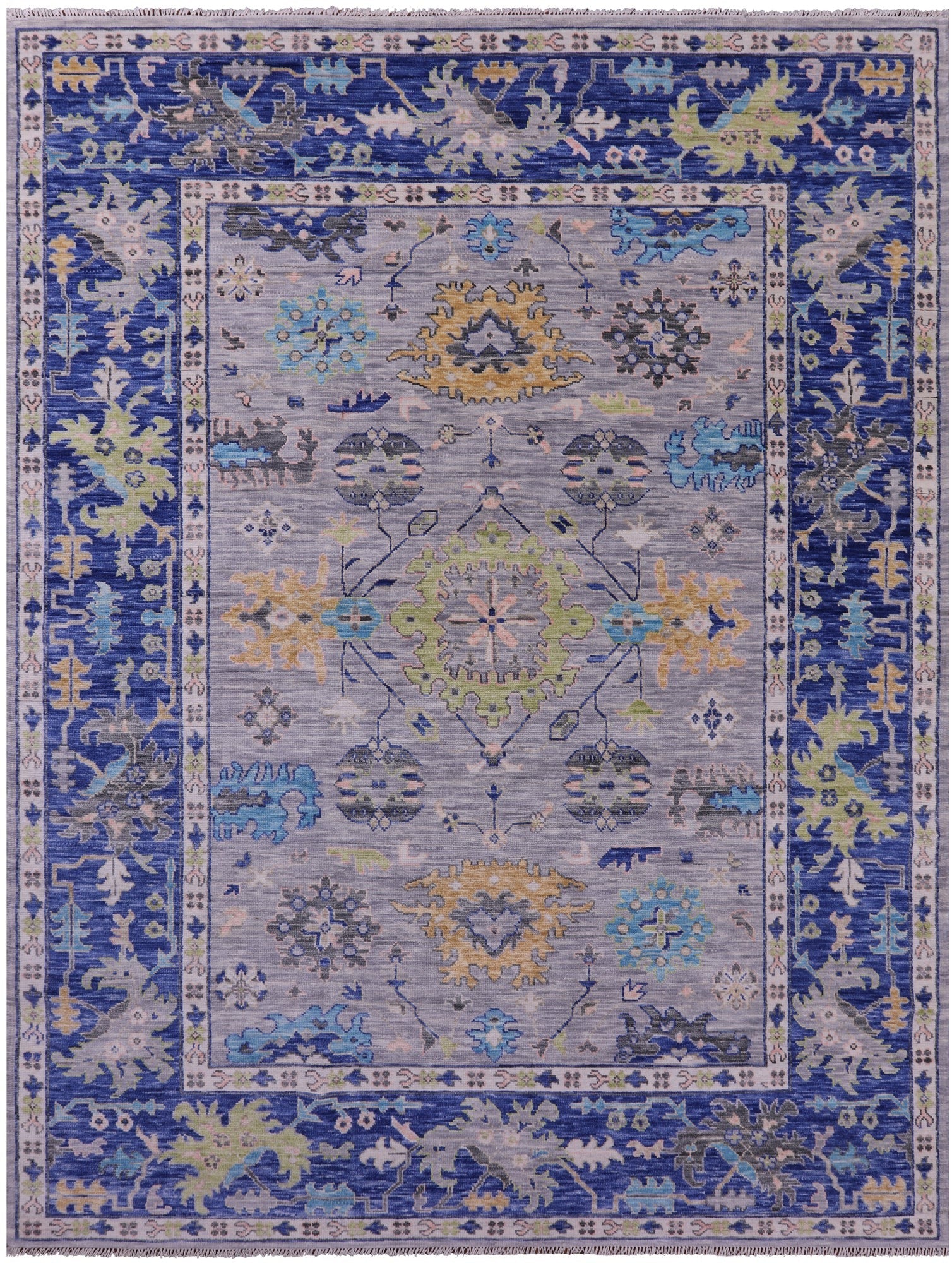 Grey Turkish Oushak Hand Knotted Wool Rug - 8' 11" X 11' 11" - Golden Nile