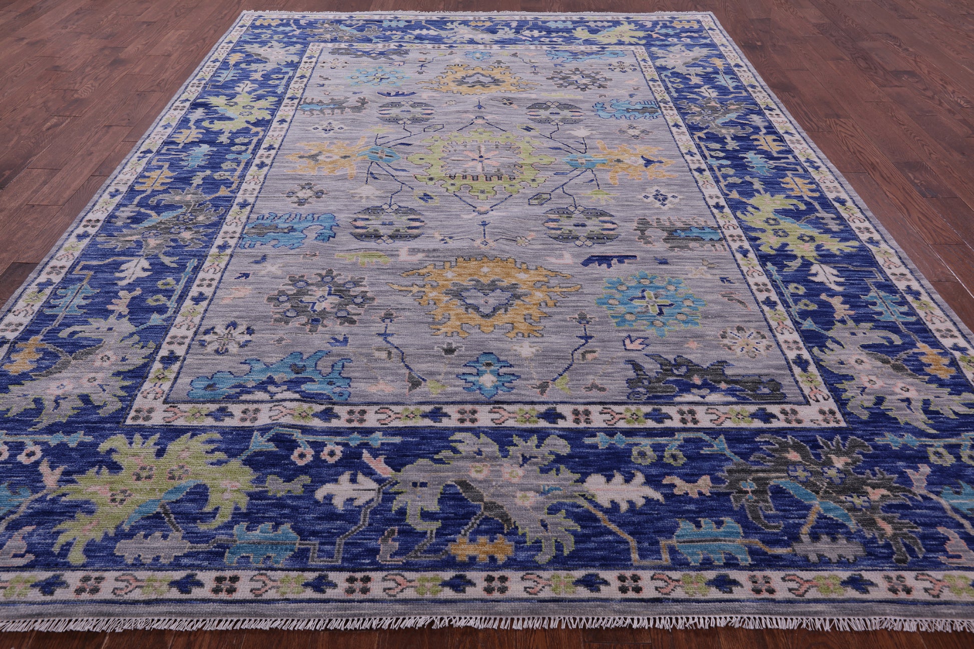Grey Turkish Oushak Hand Knotted Wool Rug - 8' 11" X 11' 11" - Golden Nile