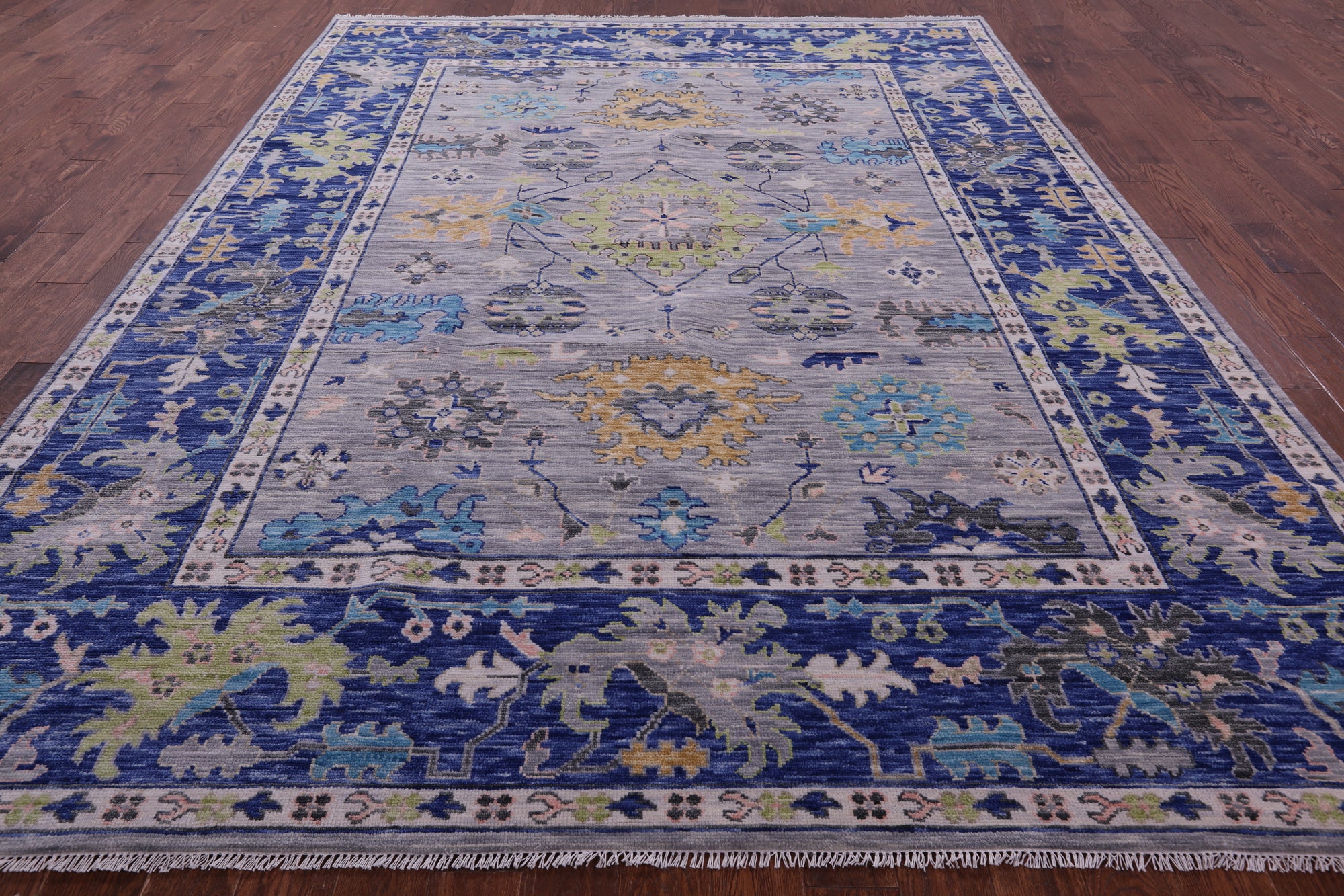 Grey Turkish Oushak Hand Knotted Wool Rug - 8' 11" X 11' 11" - Golden Nile