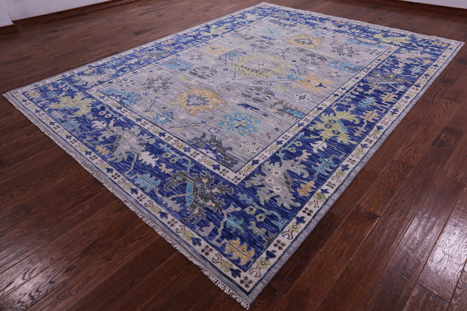 Grey Turkish Oushak Hand Knotted Wool Rug - 8' 11" X 11' 11" - Golden Nile
