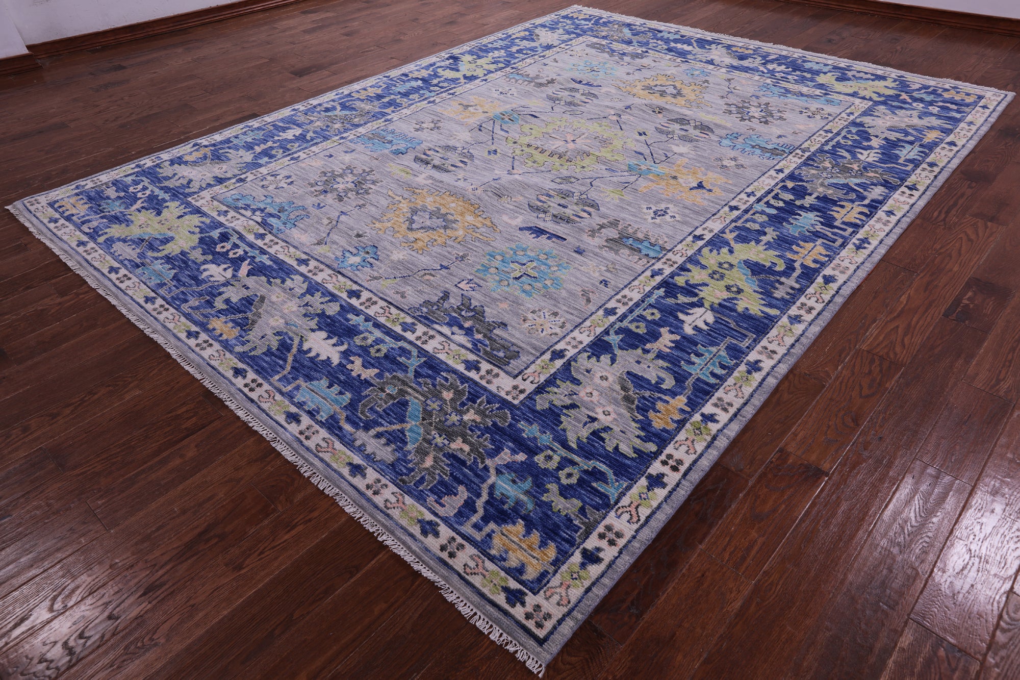 Grey Turkish Oushak Hand Knotted Wool Rug - 8' 11" X 11' 11" - Golden Nile