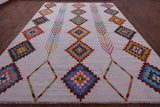 Ivory Tribal Moroccan Hand Knotted Wool Rug - 10' 1" X 14' 2" - Golden Nile