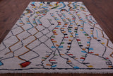 Ivory Tribal Moroccan Hand Knotted Wool Rug - 8' 11" X 11' 9" - Golden Nile
