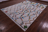 Ivory Tribal Moroccan Hand Knotted Wool Rug - 8' 11" X 11' 9" - Golden Nile