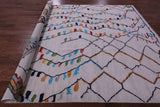 Ivory Tribal Moroccan Hand Knotted Wool Rug - 8' 11" X 11' 9" - Golden Nile