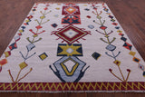 Ivory Tribal Moroccan Hand Knotted Wool Rug - 8' 0" X 9' 11" - Golden Nile
