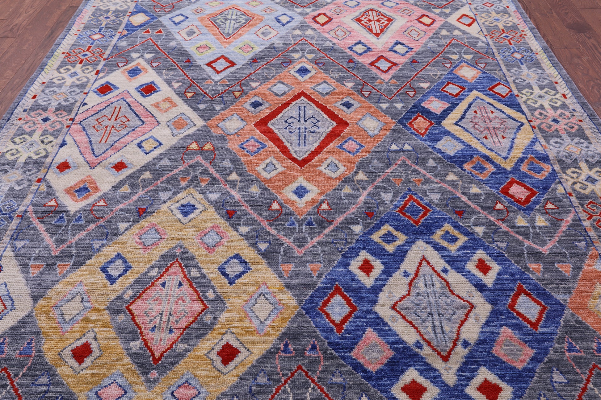Grey Tribal Moroccan Hand Knotted Wool Rug - 8' 0" X 10' 0" - Golden Nile