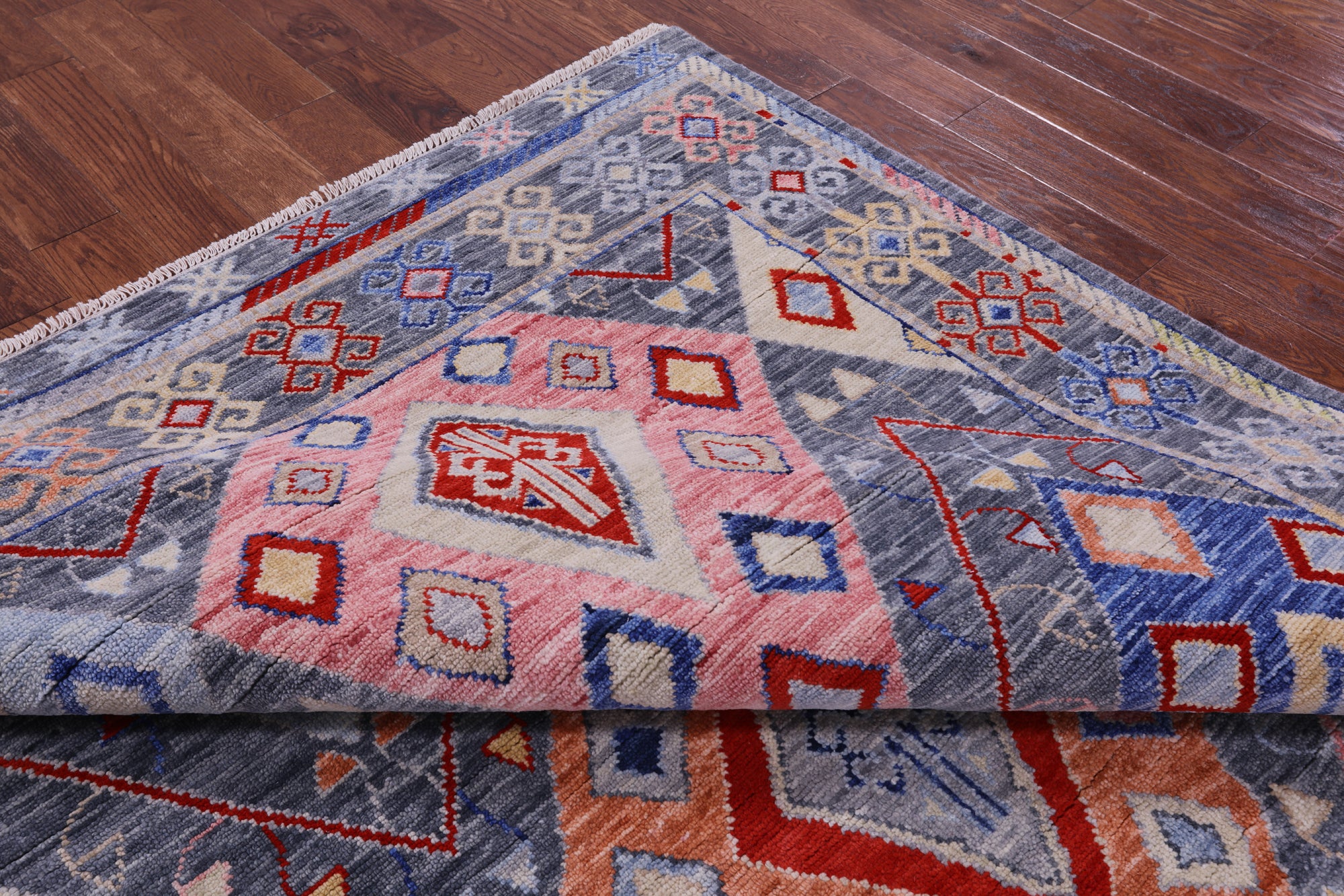 Grey Tribal Moroccan Hand Knotted Wool Rug - 8' 0" X 10' 0" - Golden Nile