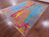 Abstract Contemporary Hand Knotted Wool Rug - 10' 0" X 14' 0" - Golden Nile