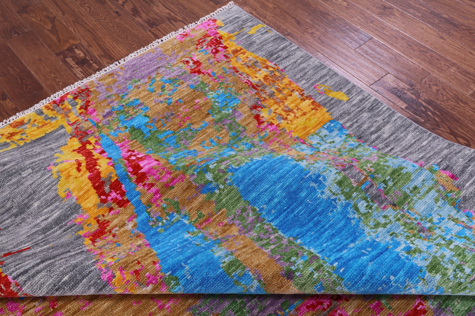 Abstract Contemporary Hand Knotted Wool Rug - 10' 0" X 14' 0" - Golden Nile