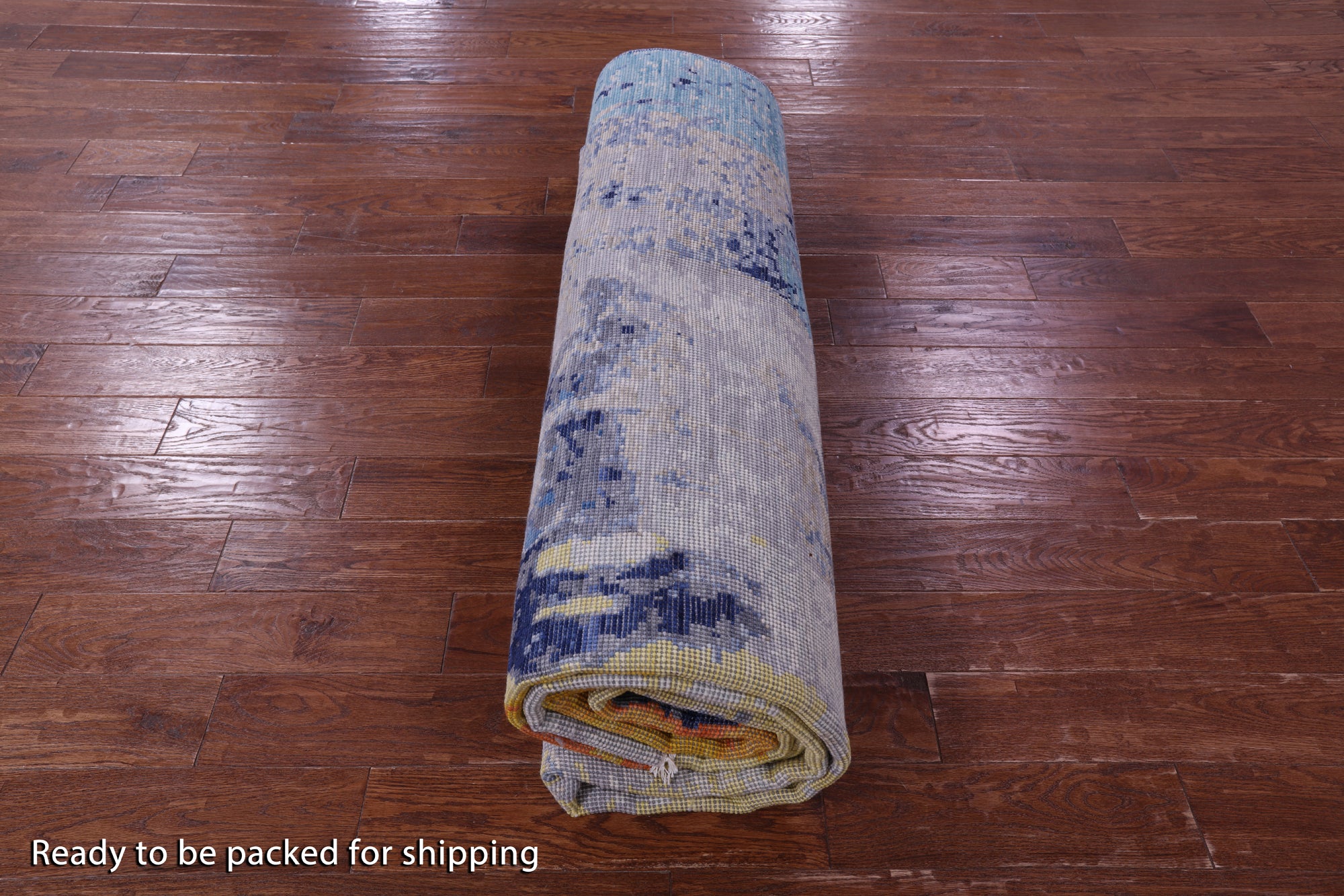 Abstract Contemporary Hand Knotted Wool Rug - 8' 11" X 12' 0" - Golden Nile