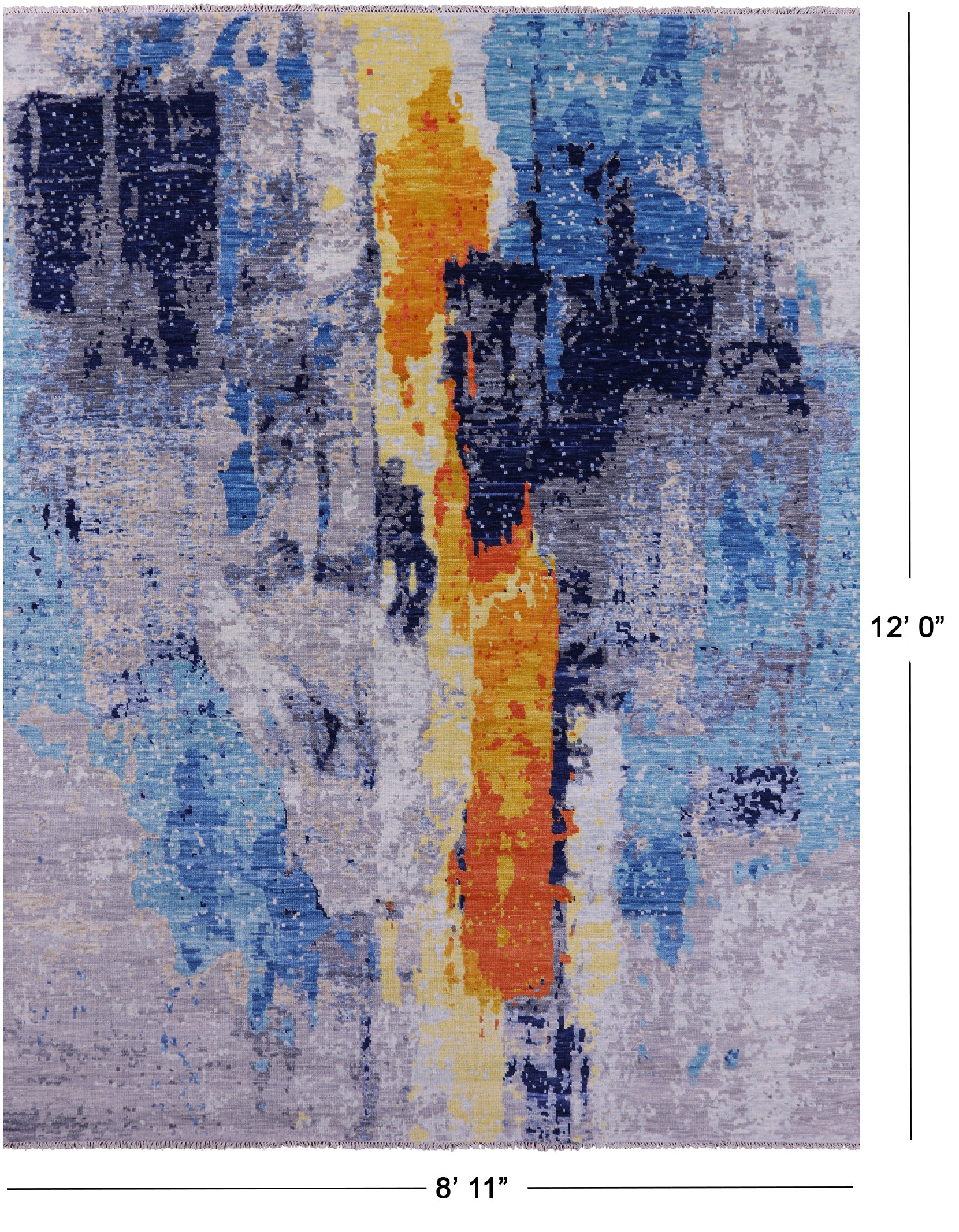 Abstract Contemporary Hand Knotted Wool Rug - 8' 11" X 12' 0" - Golden Nile