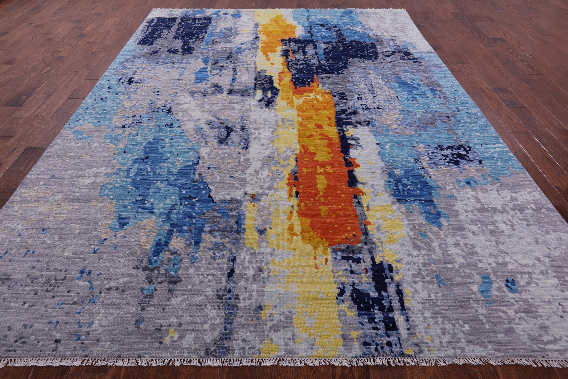 Abstract Contemporary Hand Knotted Wool Rug - 8' 11" X 12' 0" - Golden Nile