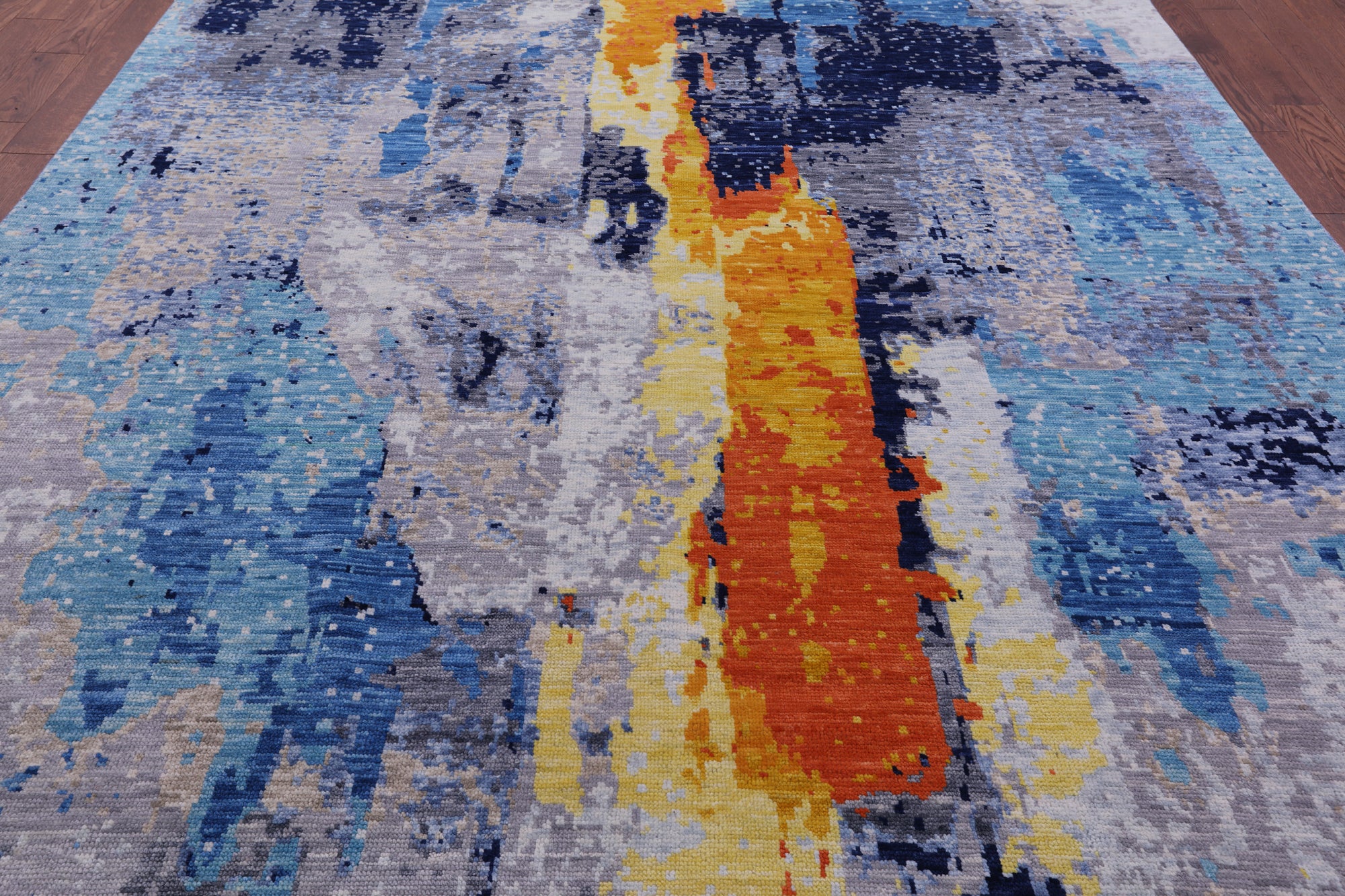 Abstract Contemporary Hand Knotted Wool Rug - 8' 11" X 12' 0" - Golden Nile