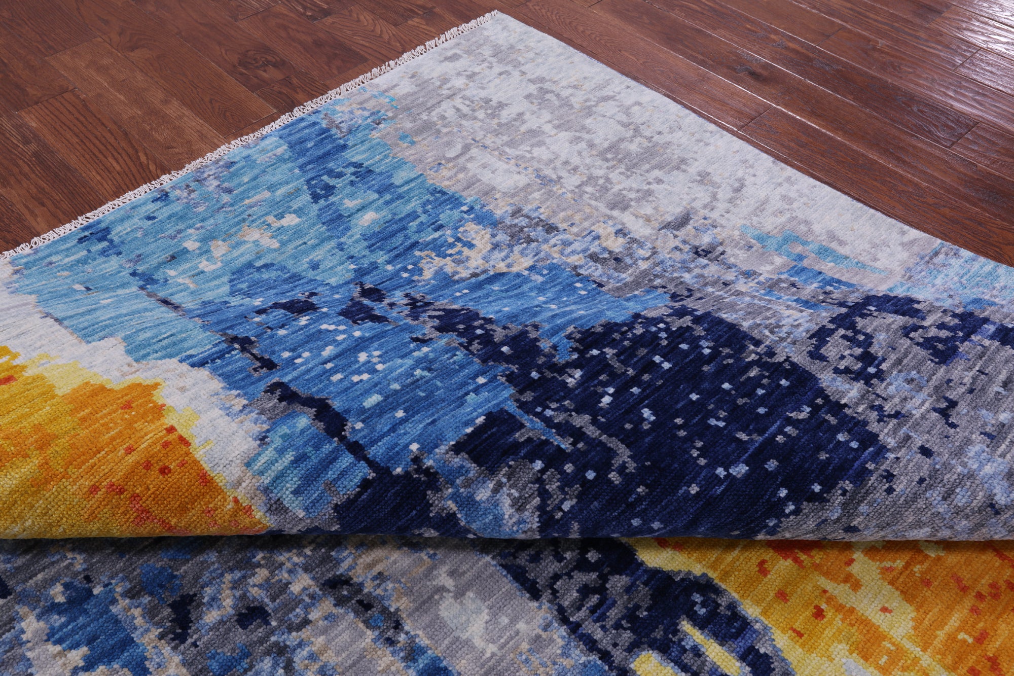 Abstract Contemporary Hand Knotted Wool Rug - 8' 11" X 12' 0" - Golden Nile