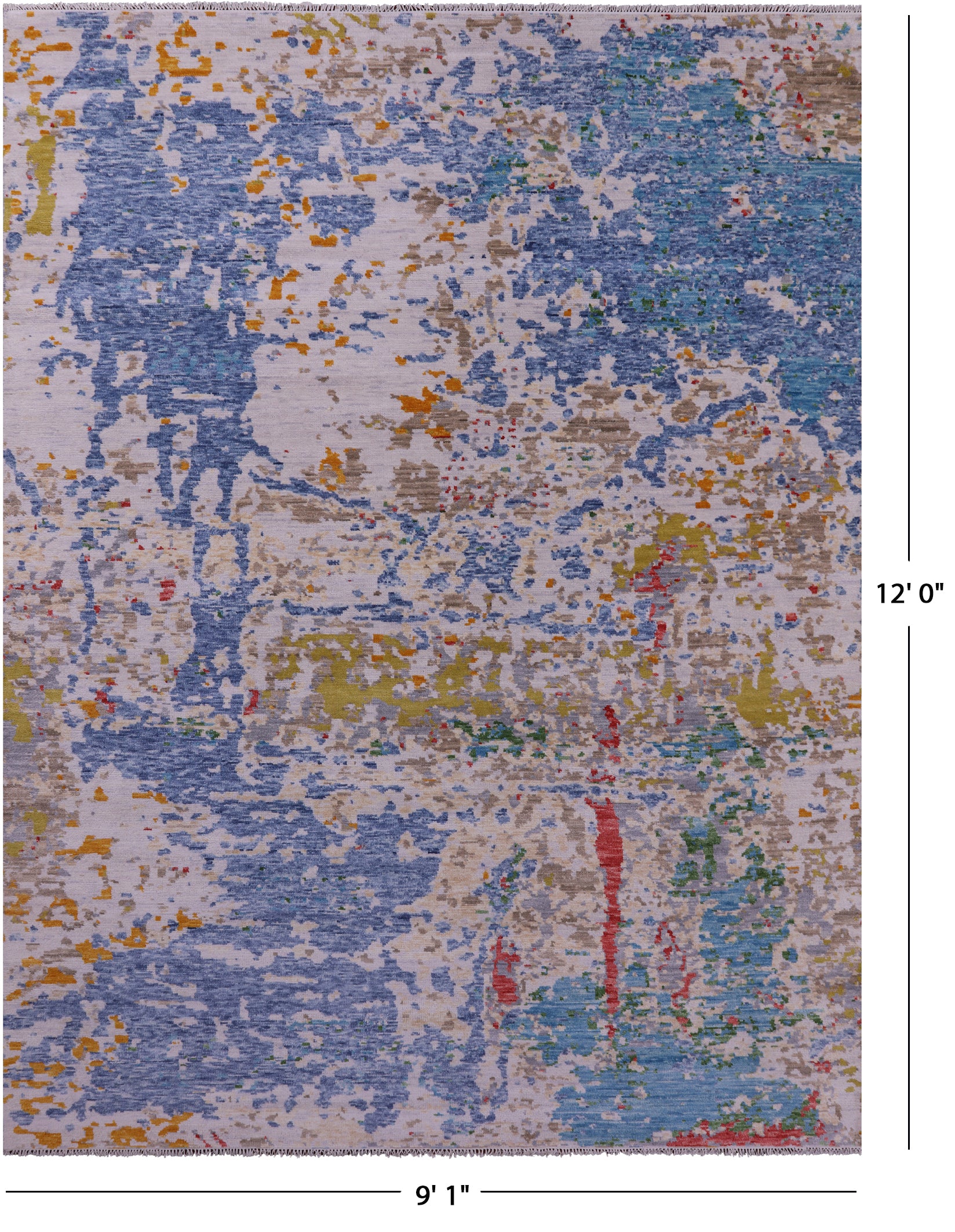 Abstract Contemporary Handmade Wool Rug - 9' 1" X 12' 0" - Golden Nile