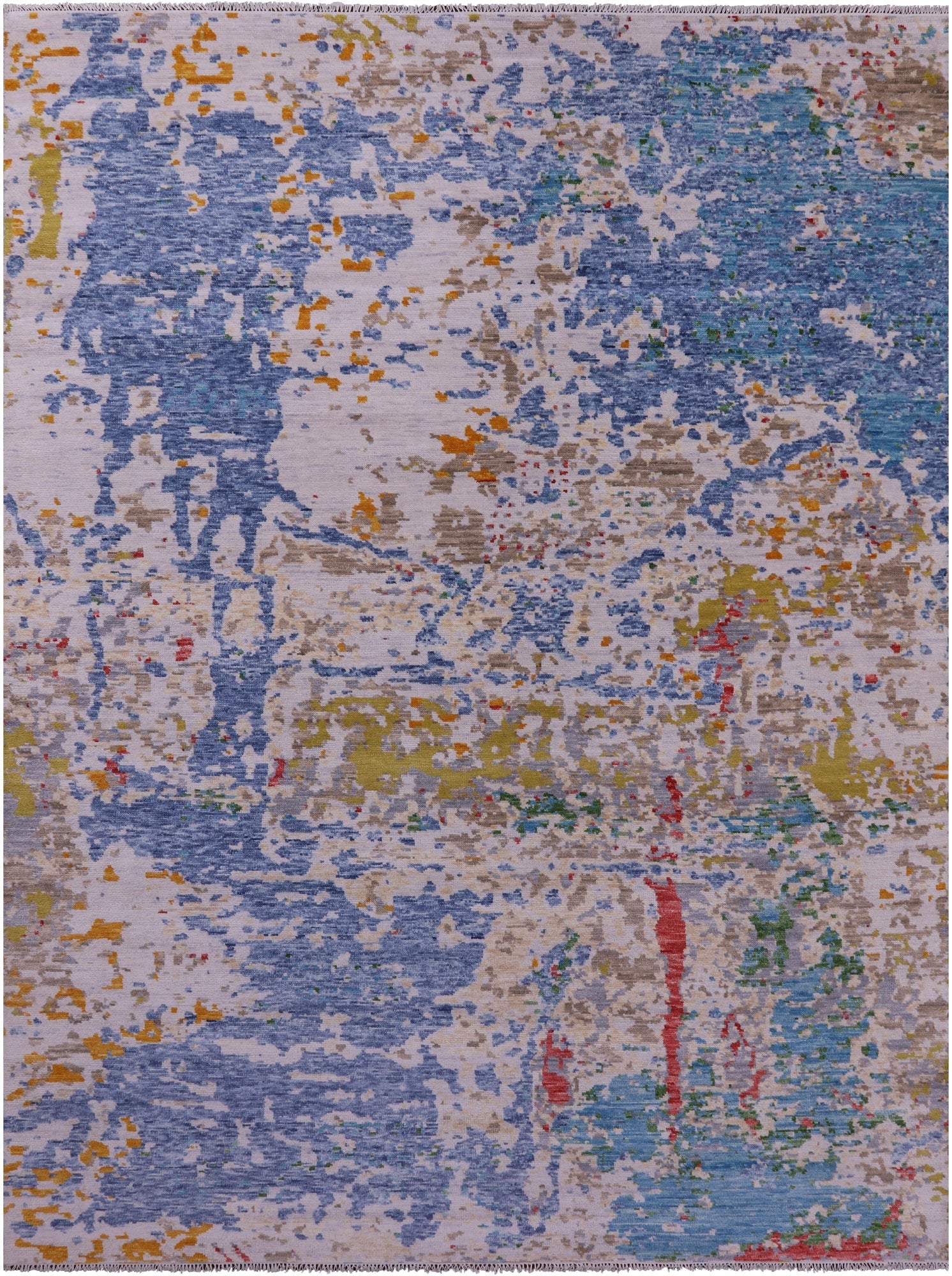 Abstract Contemporary Handmade Wool Rug - 9' 1" X 12' 0" - Golden Nile