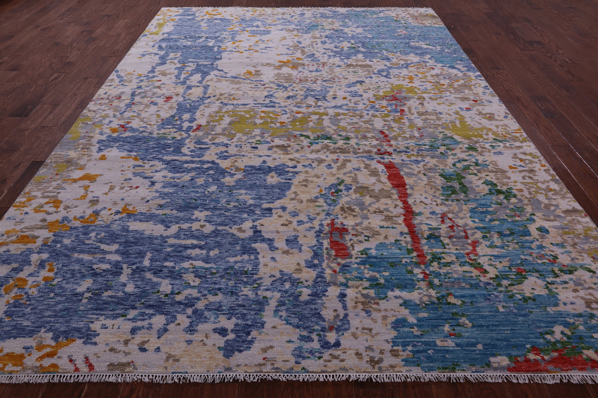 Abstract Contemporary Handmade Wool Rug - 9' 1" X 12' 0" - Golden Nile