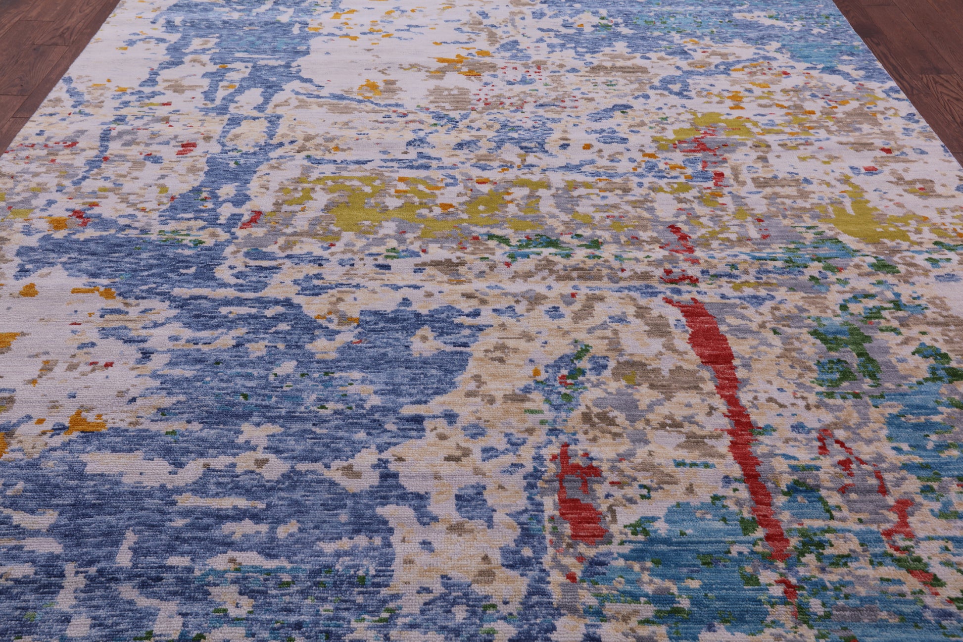 Abstract Contemporary Handmade Wool Rug - 9' 1" X 12' 0" - Golden Nile