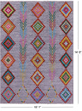 Grey Tribal Moroccan Hand Knotted Wool Rug - 10' 1" X 14' 0" - Golden Nile