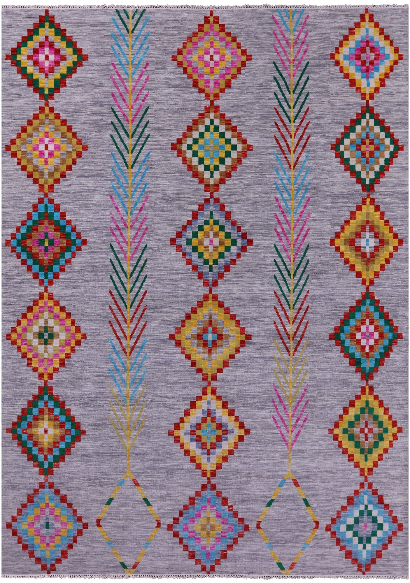 Grey Tribal Moroccan Hand Knotted Wool Rug - 10' 1" X 14' 0" - Golden Nile