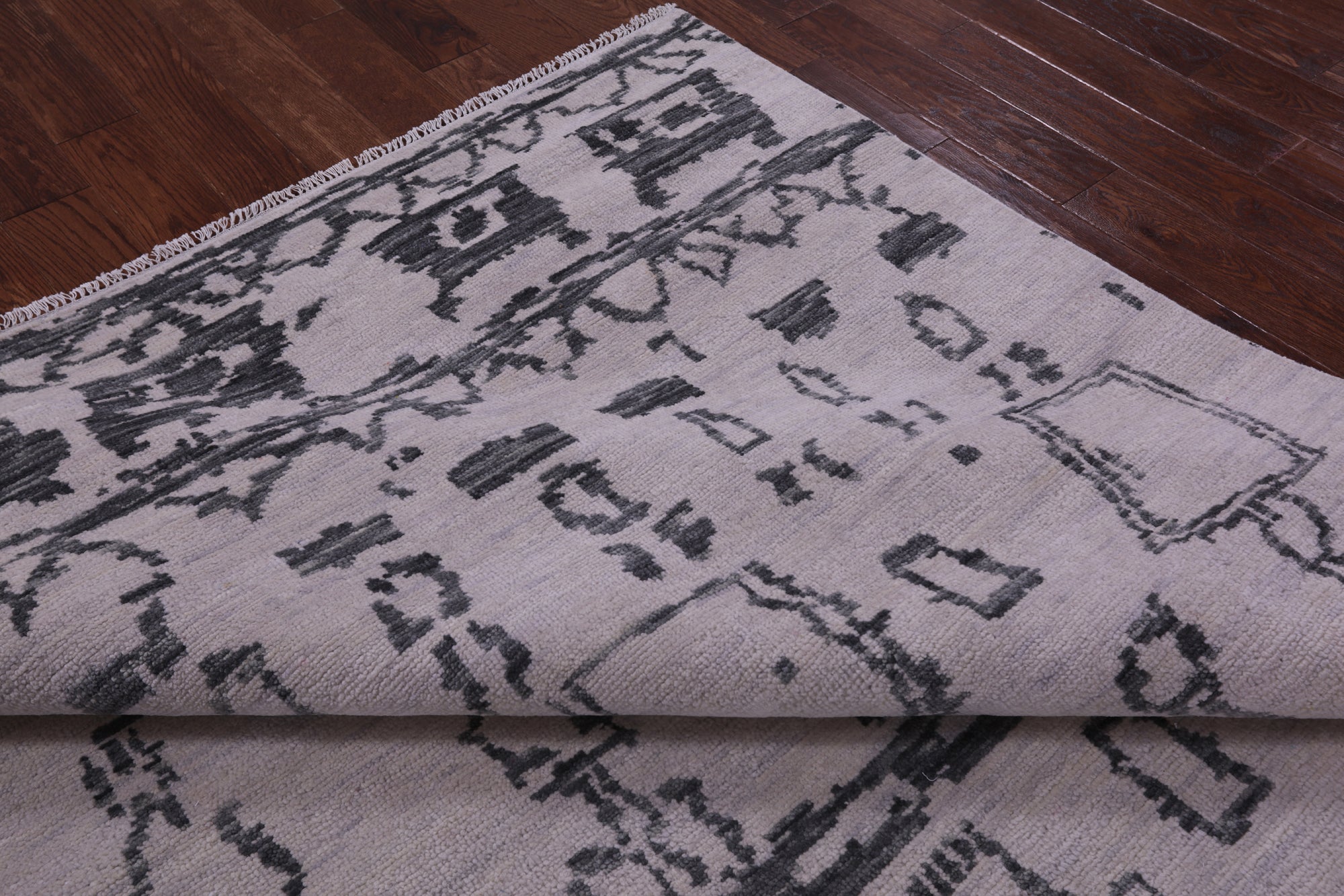 Ivory Tribal Moroccan Hand Knotted Wool Rug - 7' 11" X 10' 0" - Golden Nile