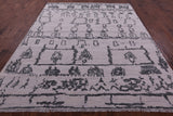 Ivory Tribal Moroccan Hand Knotted Wool Rug - 7' 11" X 10' 0" - Golden Nile