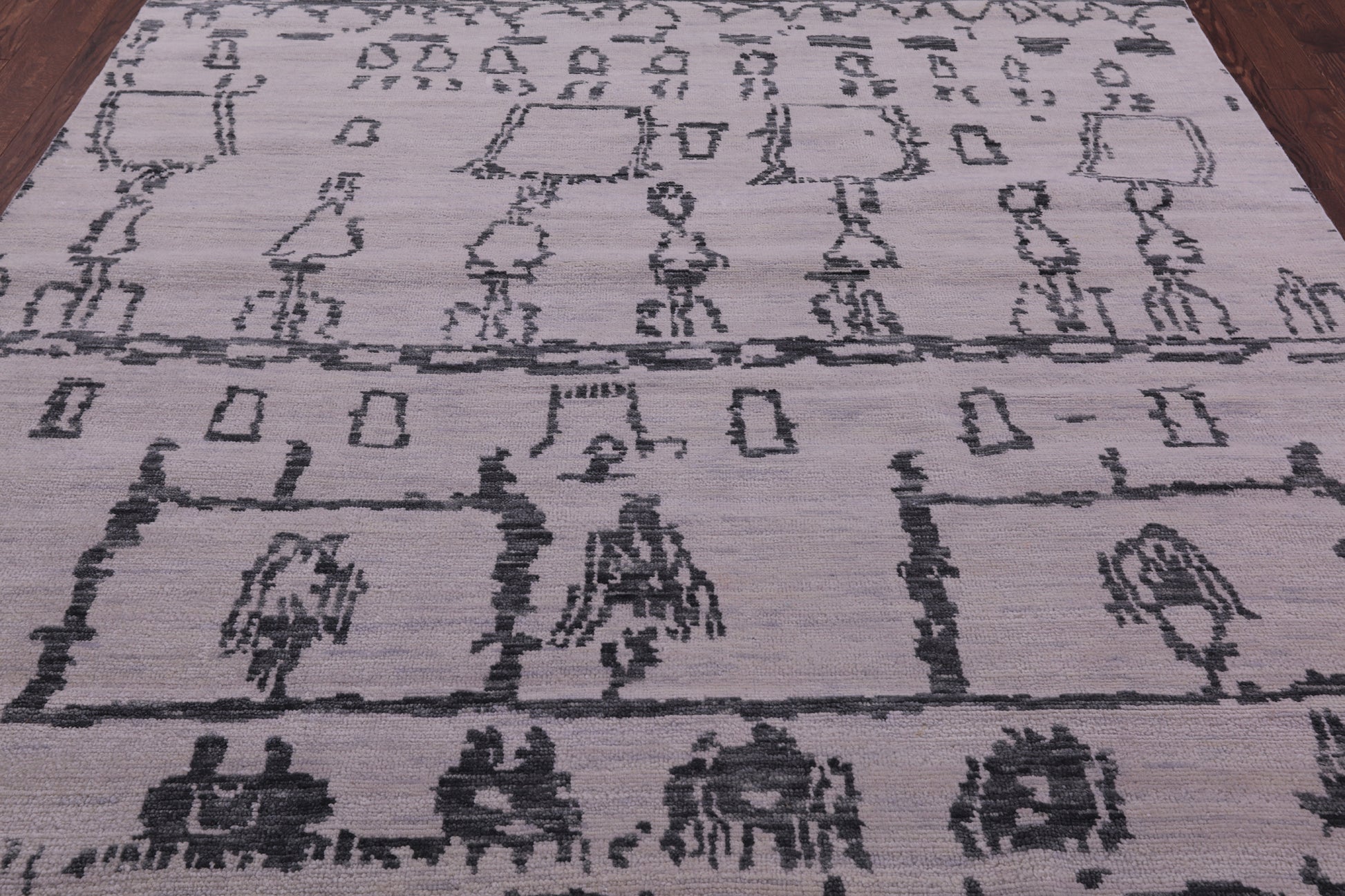 Ivory Tribal Moroccan Hand Knotted Wool Rug - 7' 11" X 10' 0" - Golden Nile