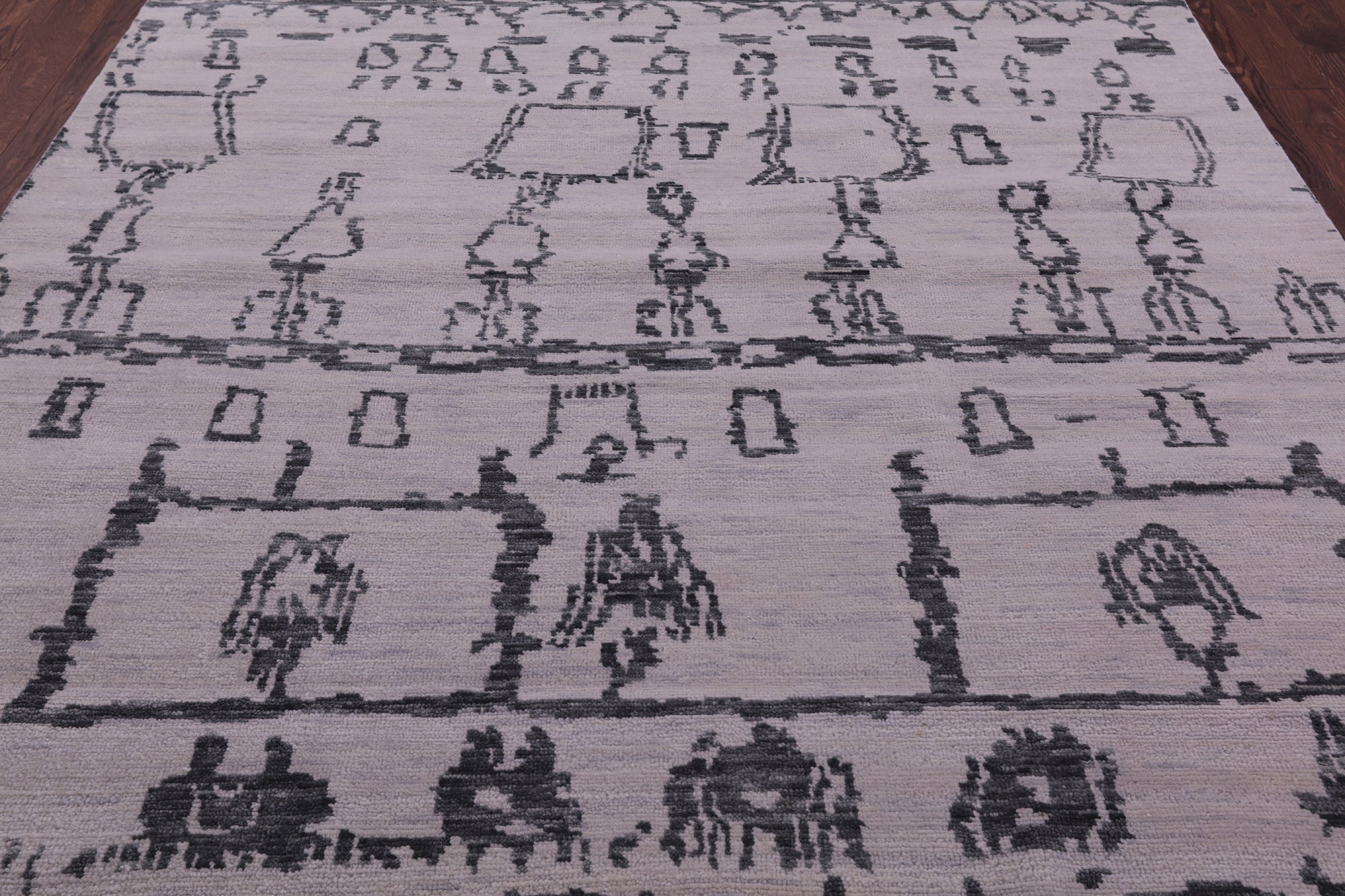 Ivory Tribal Moroccan Hand Knotted Wool Rug - 7' 11" X 10' 0" - Golden Nile