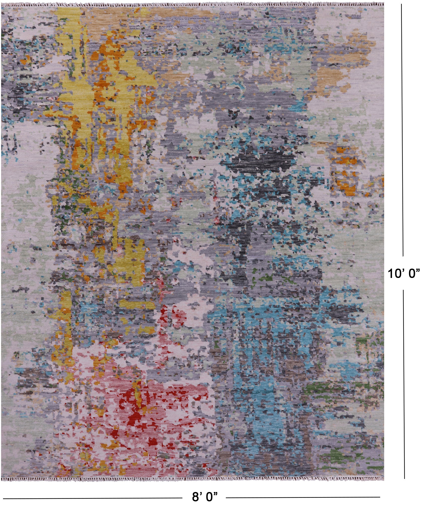 Abstract Contemporary Hand Knotted Wool Rug - 8' 0" X 10' 0" - Golden Nile