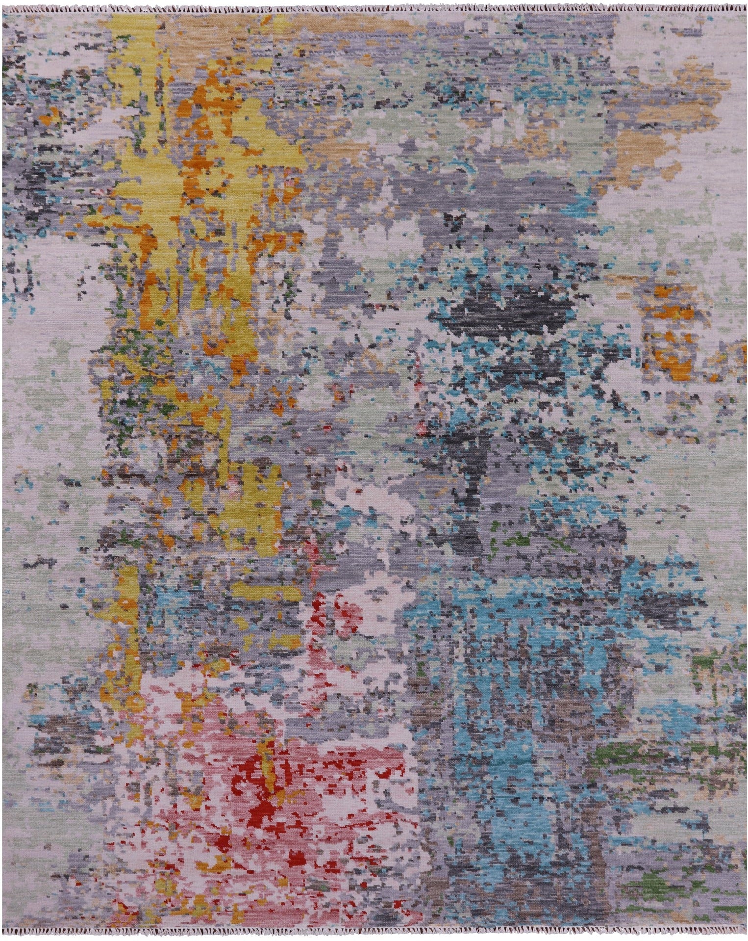 Abstract Contemporary Hand Knotted Wool Rug - 8' 0" X 10' 0" - Golden Nile
