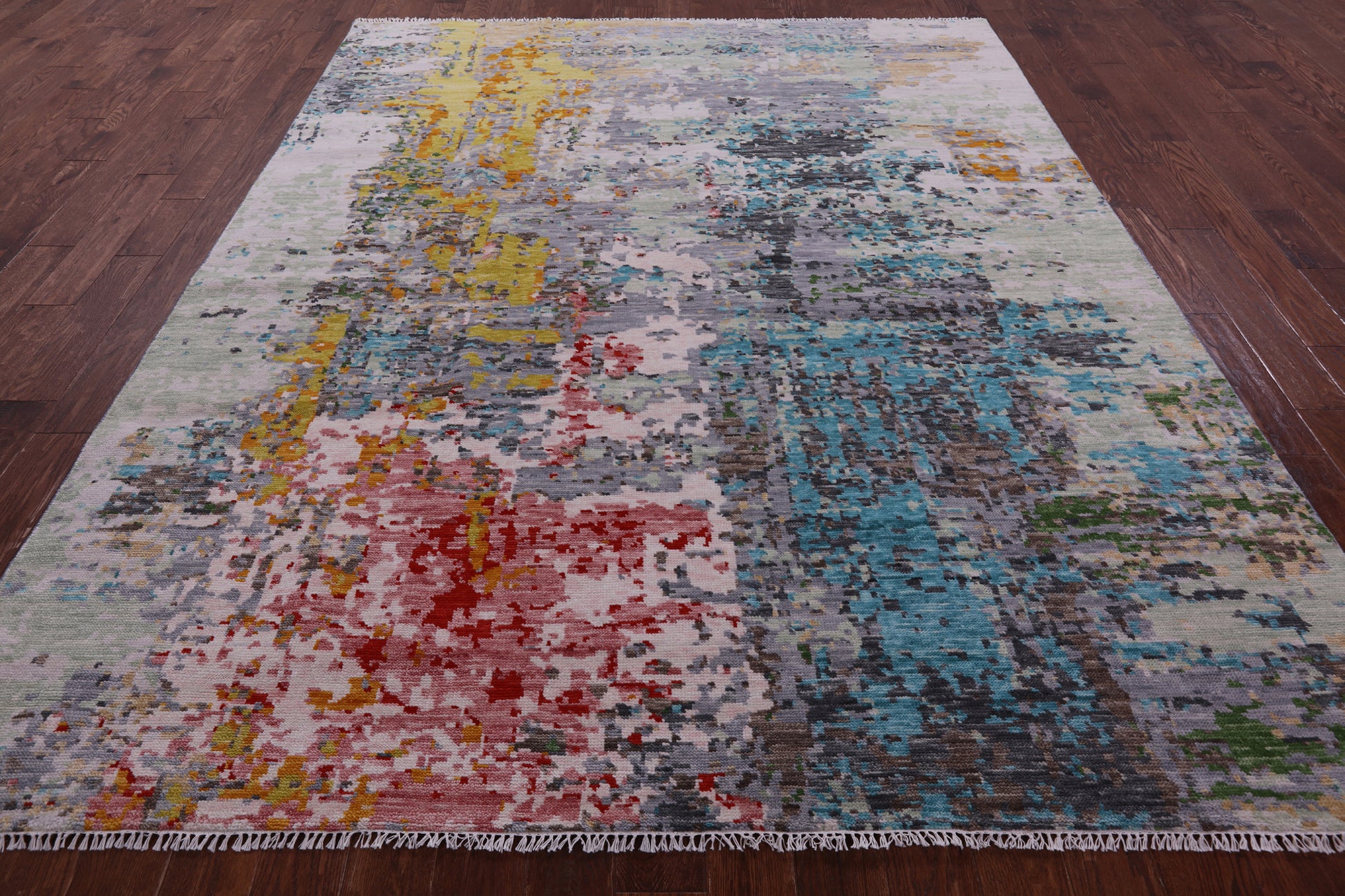 Abstract Contemporary Hand Knotted Wool Rug - 8' 0" X 10' 0" - Golden Nile