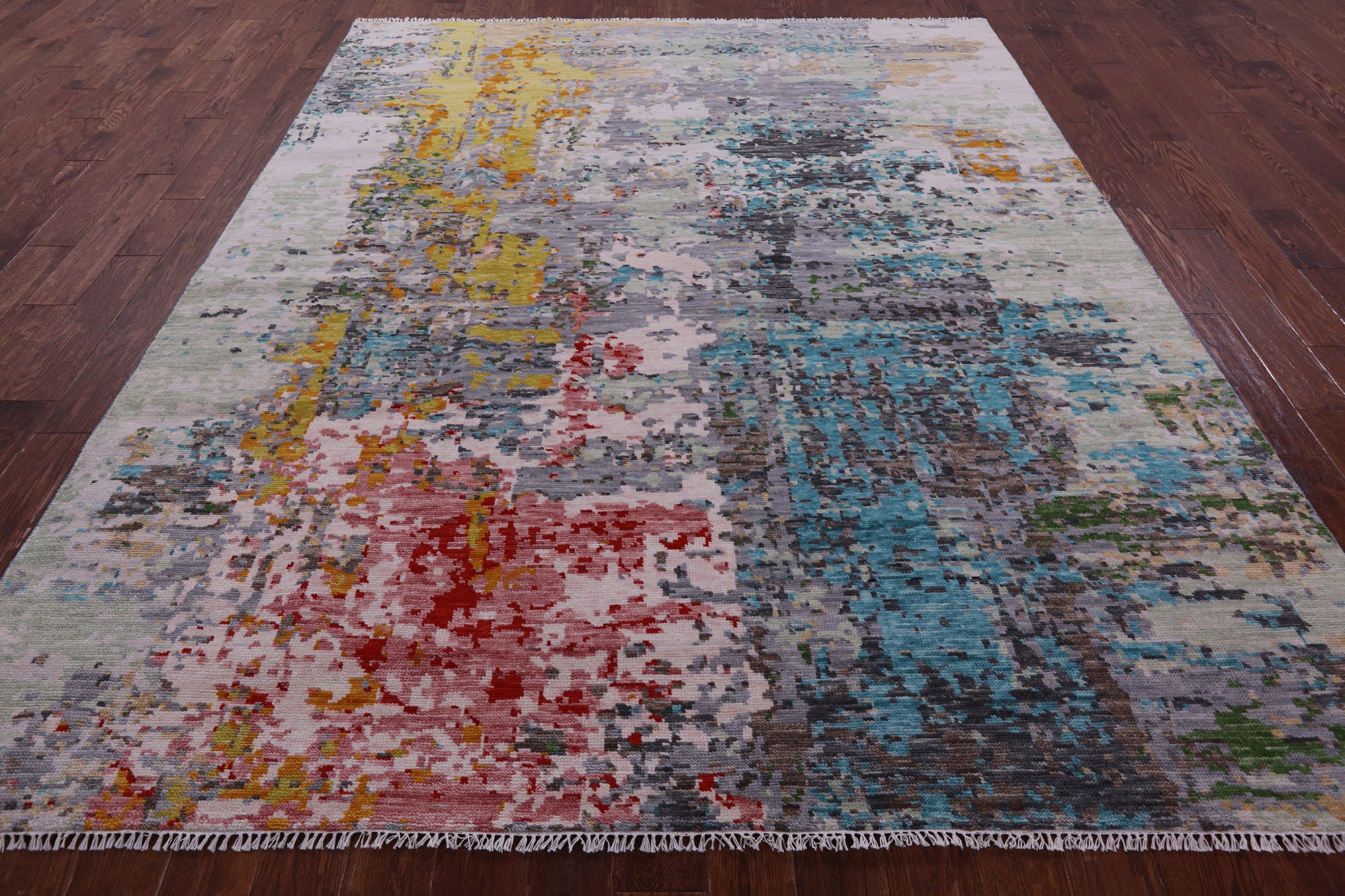 Abstract Contemporary Hand Knotted Wool Rug - 8' 0" X 10' 0" - Golden Nile