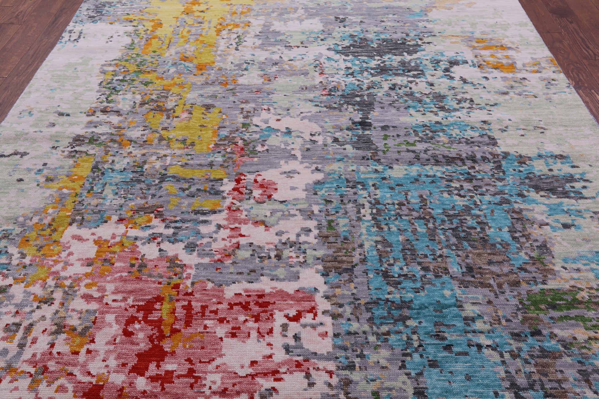 Abstract Contemporary Hand Knotted Wool Rug - 8' 0" X 10' 0" - Golden Nile